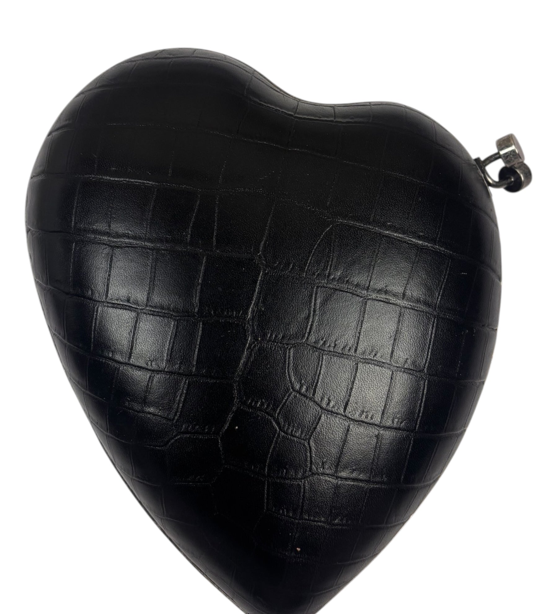 Yves Saint Laurent Black Crocodile-Embossed Love Box Clutch