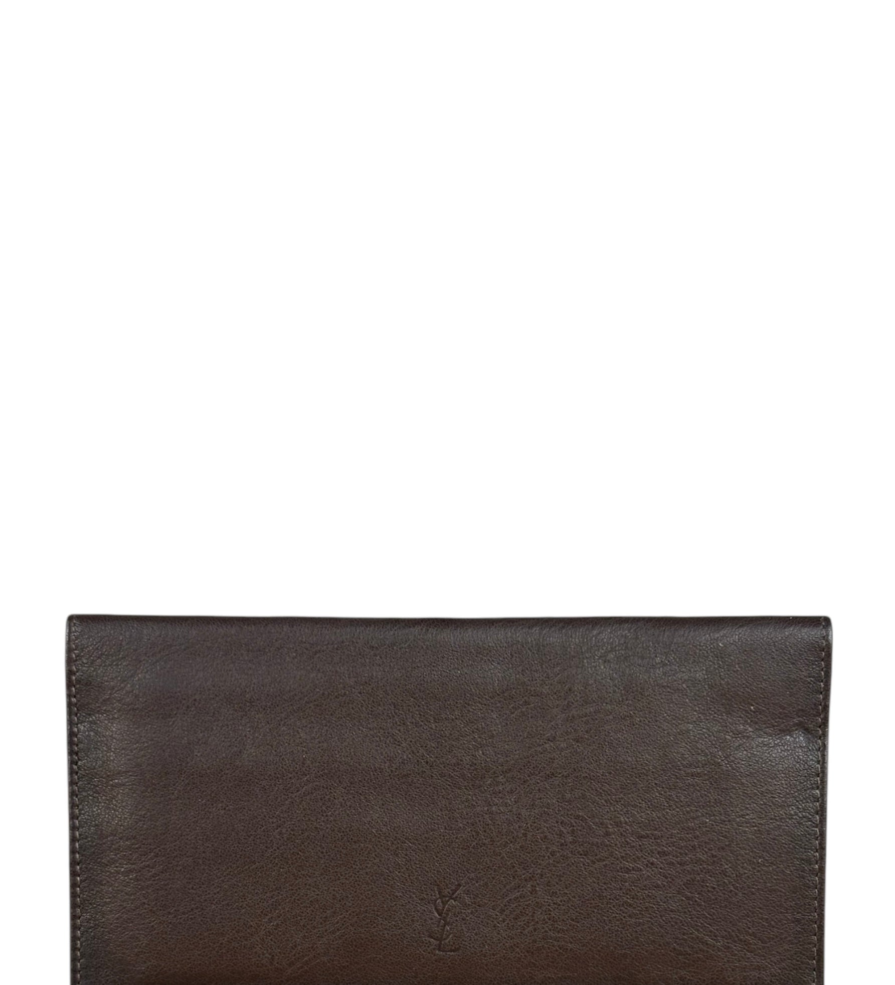 Yves Saint Laurent Vintage Brown Leather Long Bifold Wallet