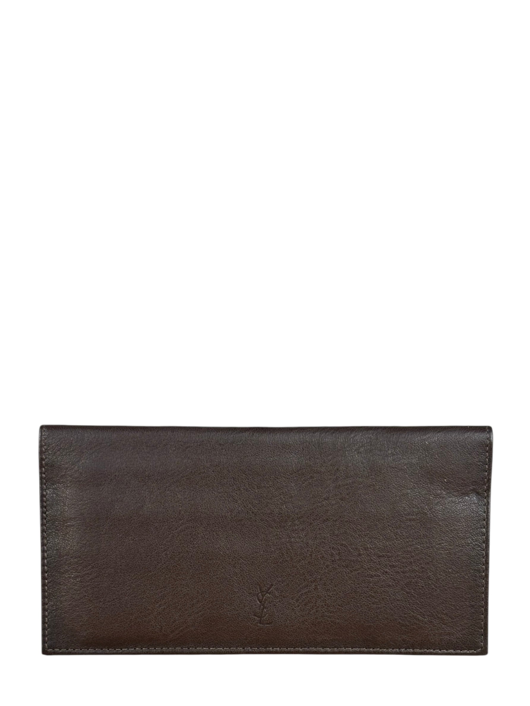 Yves Saint Laurent Vintage Brown Leather Long Bifold Wallet
