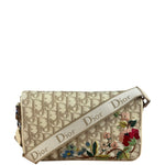 Christian Dior Beige Embroidered Trotter Flap Crossbody Bag