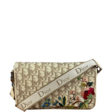 Christian Dior Beige Embroidered Trotter Flap Crossbody Bag