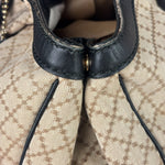 Gucci Beige Leather Trim Diamante Canvas Sukey Tote