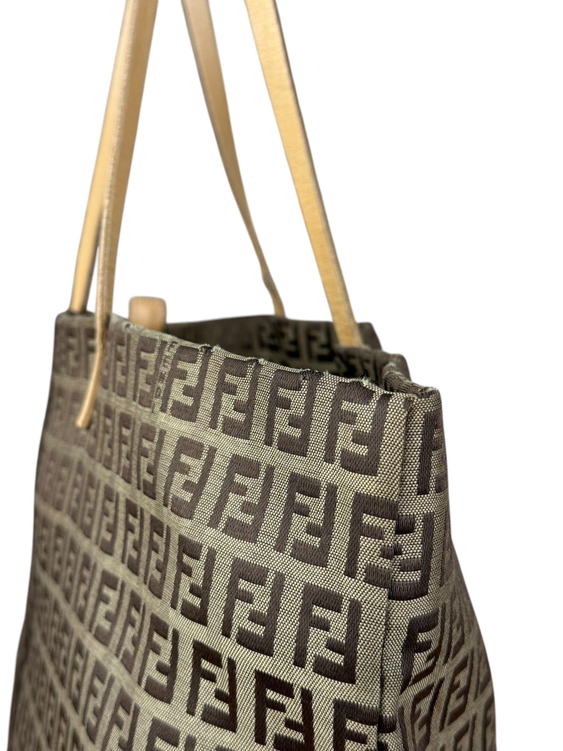 Fendi Vintage FF Canvas Print Zip Shoulder Tote