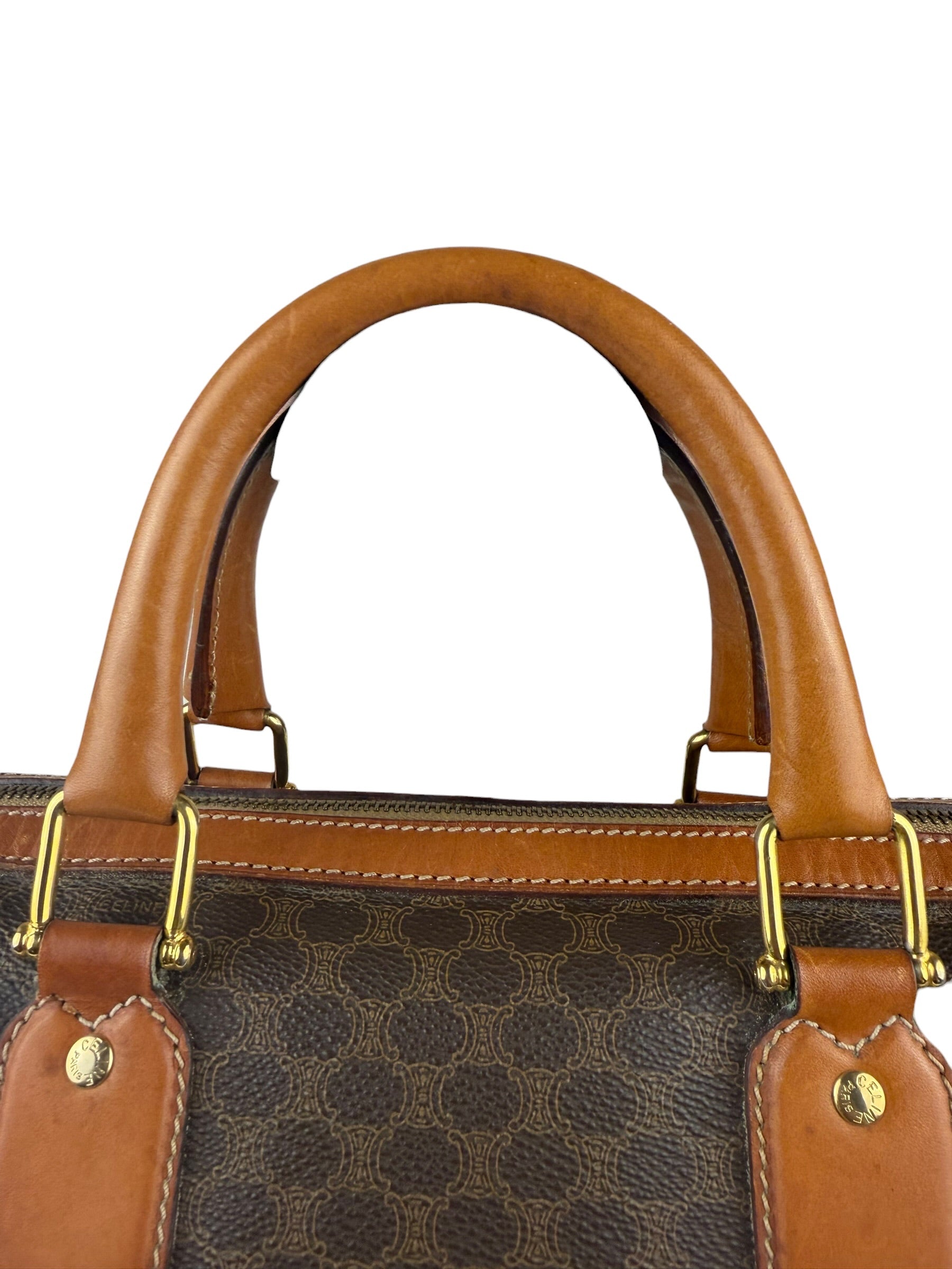 Celine Vintage Macadam Canvas Boston Bag
