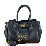 Balenciaga Black Leather Mini Bel Air Carry All Two-Way Bag