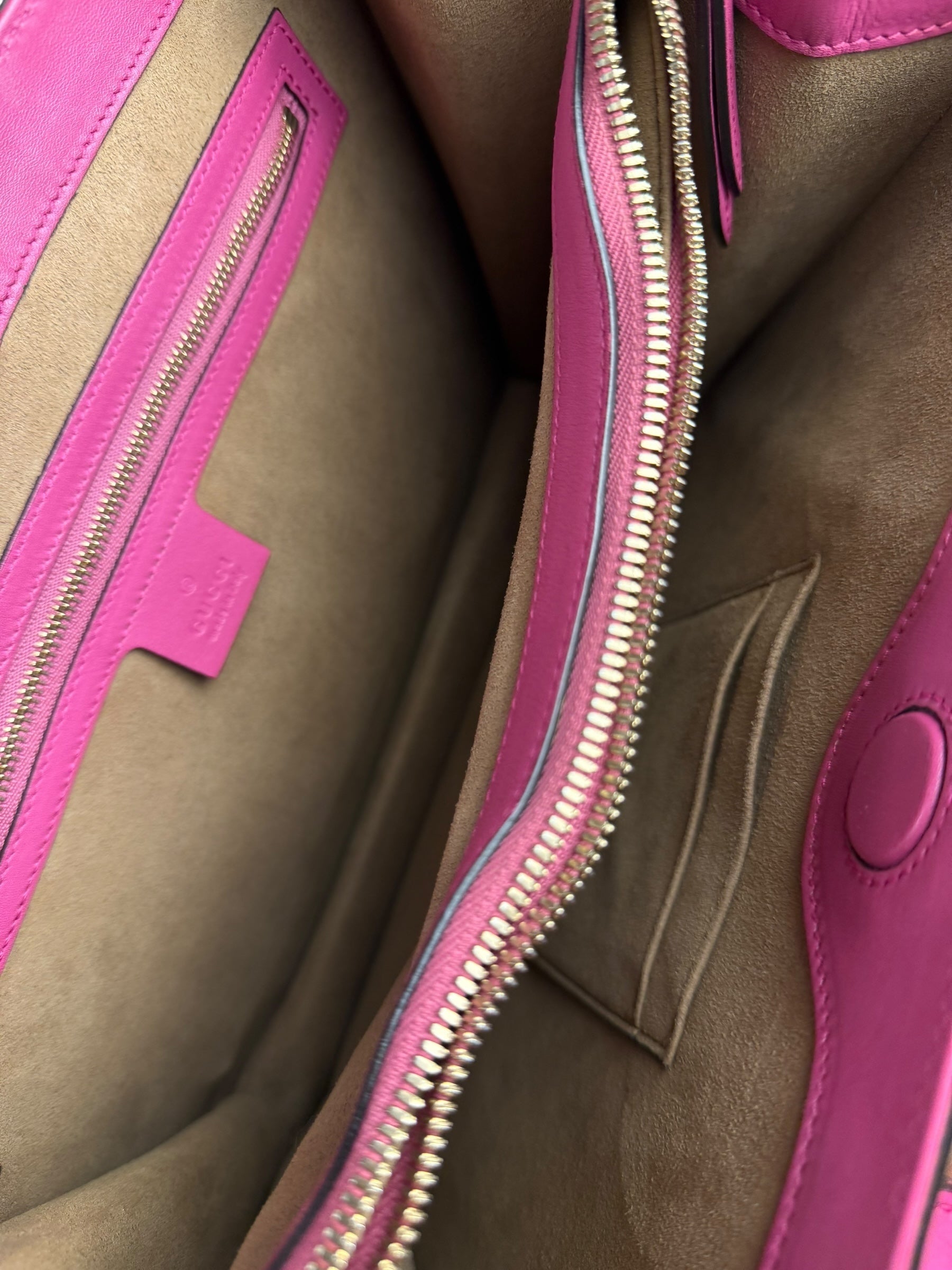 Gucci Pink/Red Leather Open Top Handbag