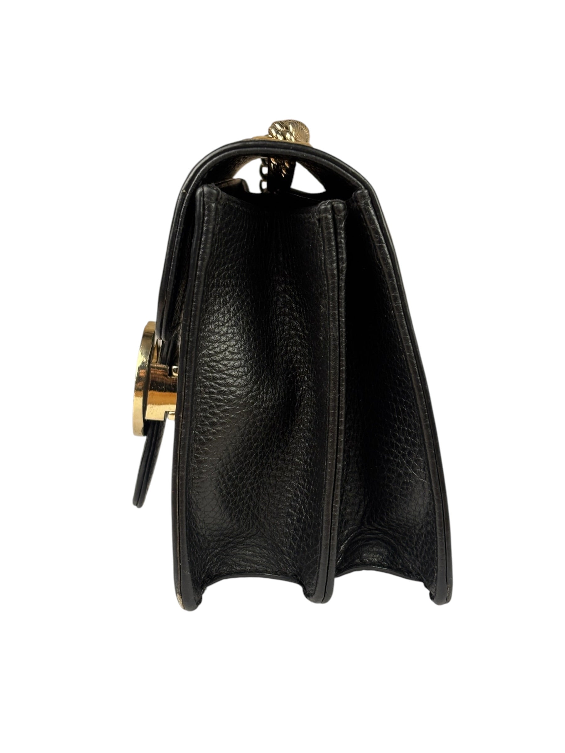 Gucci Black Leather G Interlocking Small Chain Shoulder Bag