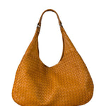 Bottega Veneta Orange/Brown Woven Leather Campana Shoulder Bag