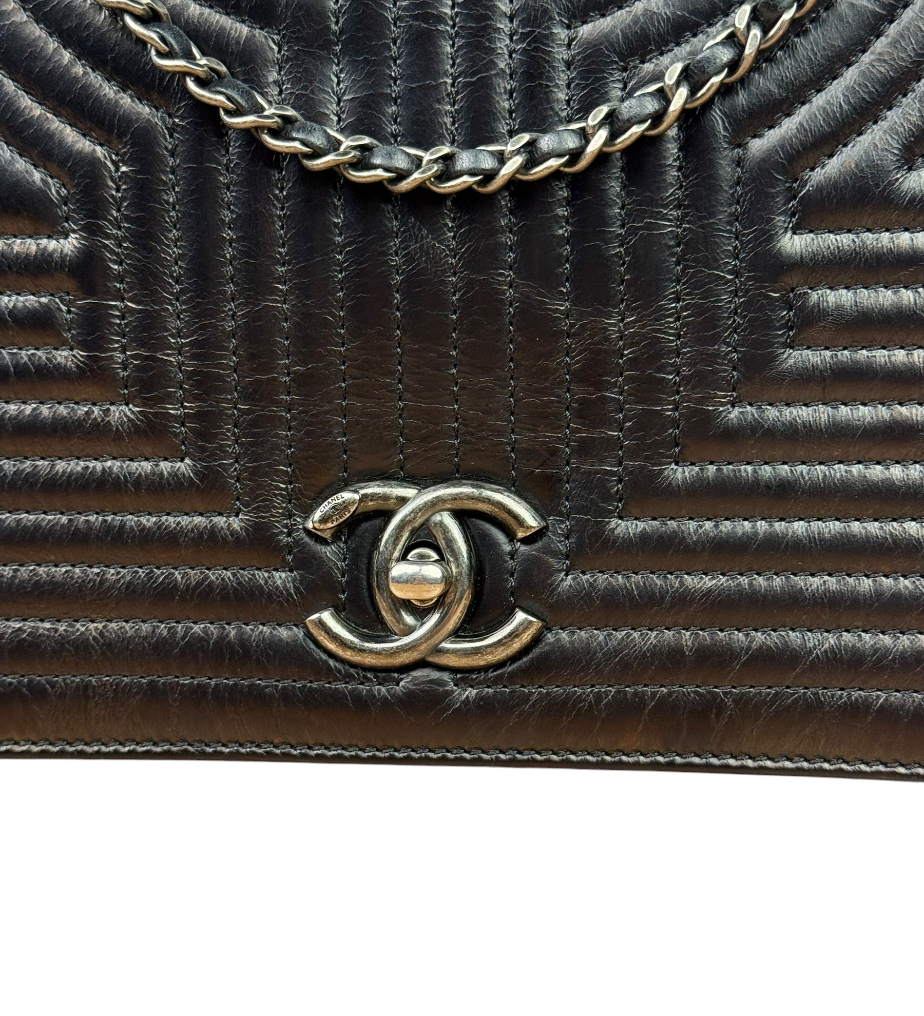 Chanel Black Leather Paris-Seoul Korean Garden Flap Bag 2015