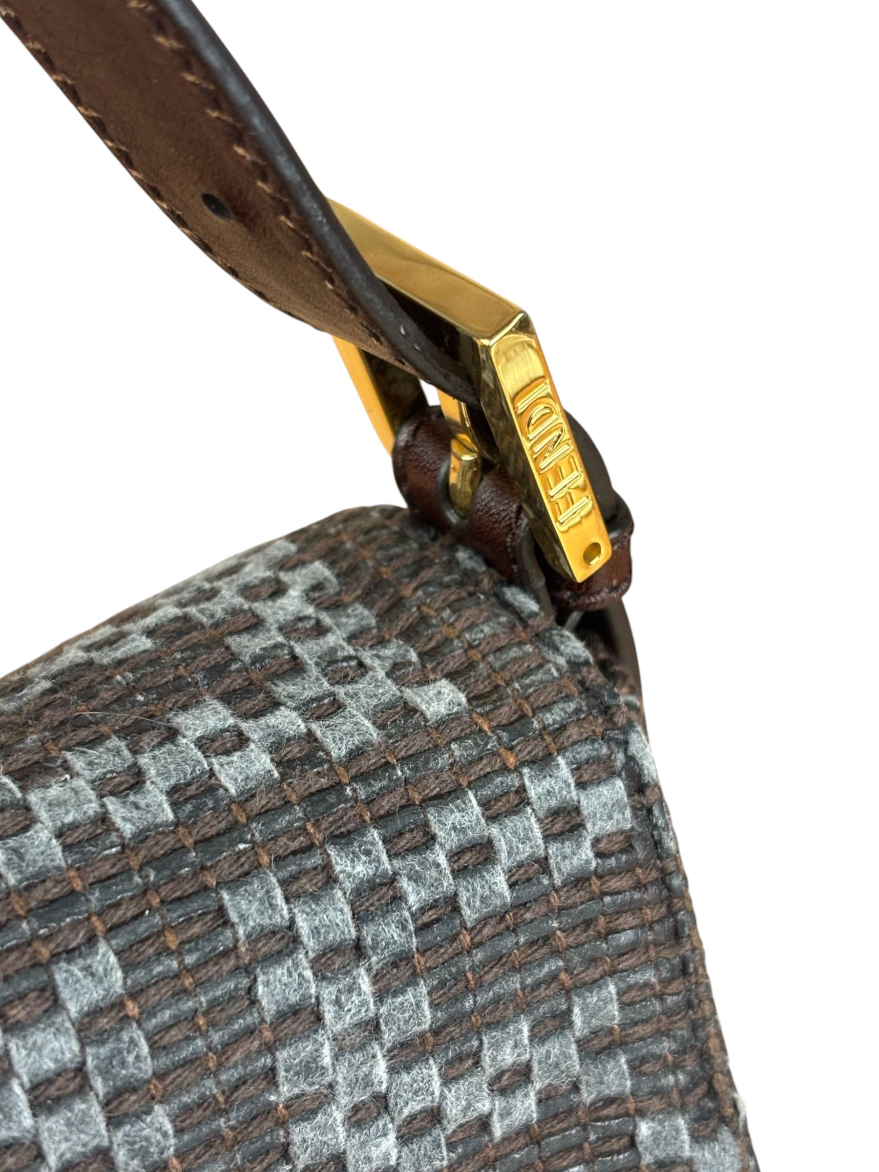 Fendi Vintage Brown/Grey Woven Baguette