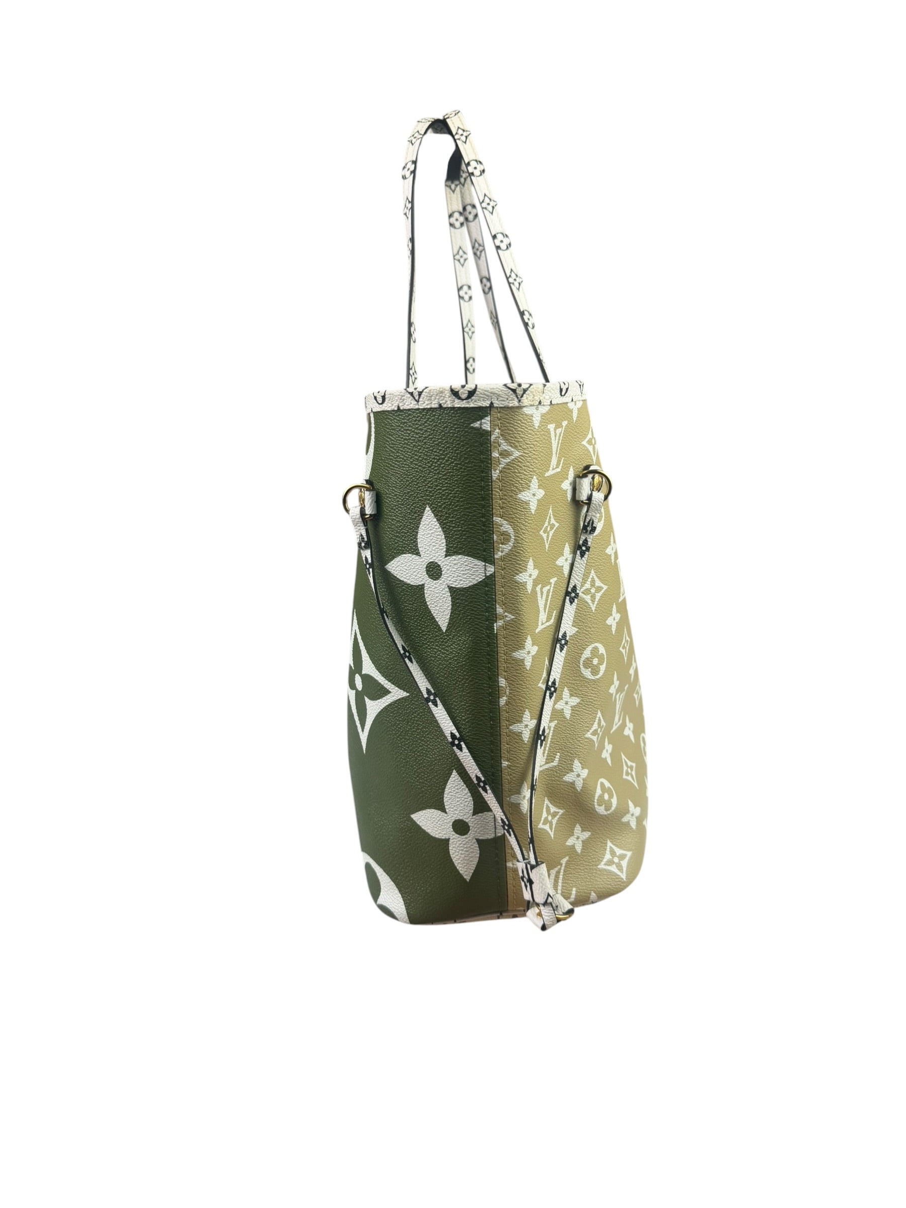 Louis Vuitton Olive Green/Beige Monogram Giant Neverfull MM