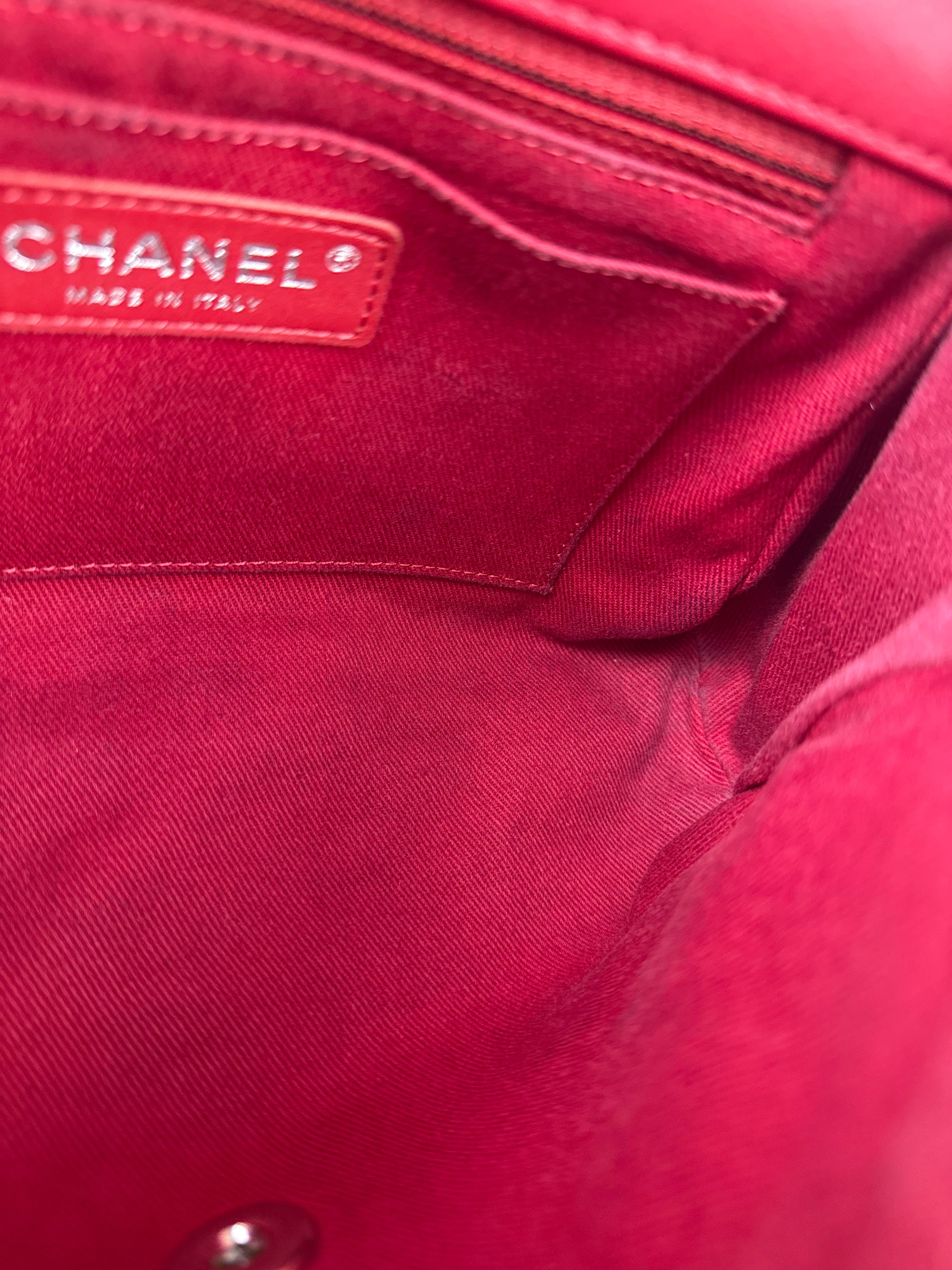 Chanel Red Quilted Leather CC Curvy Flap Bag 2015