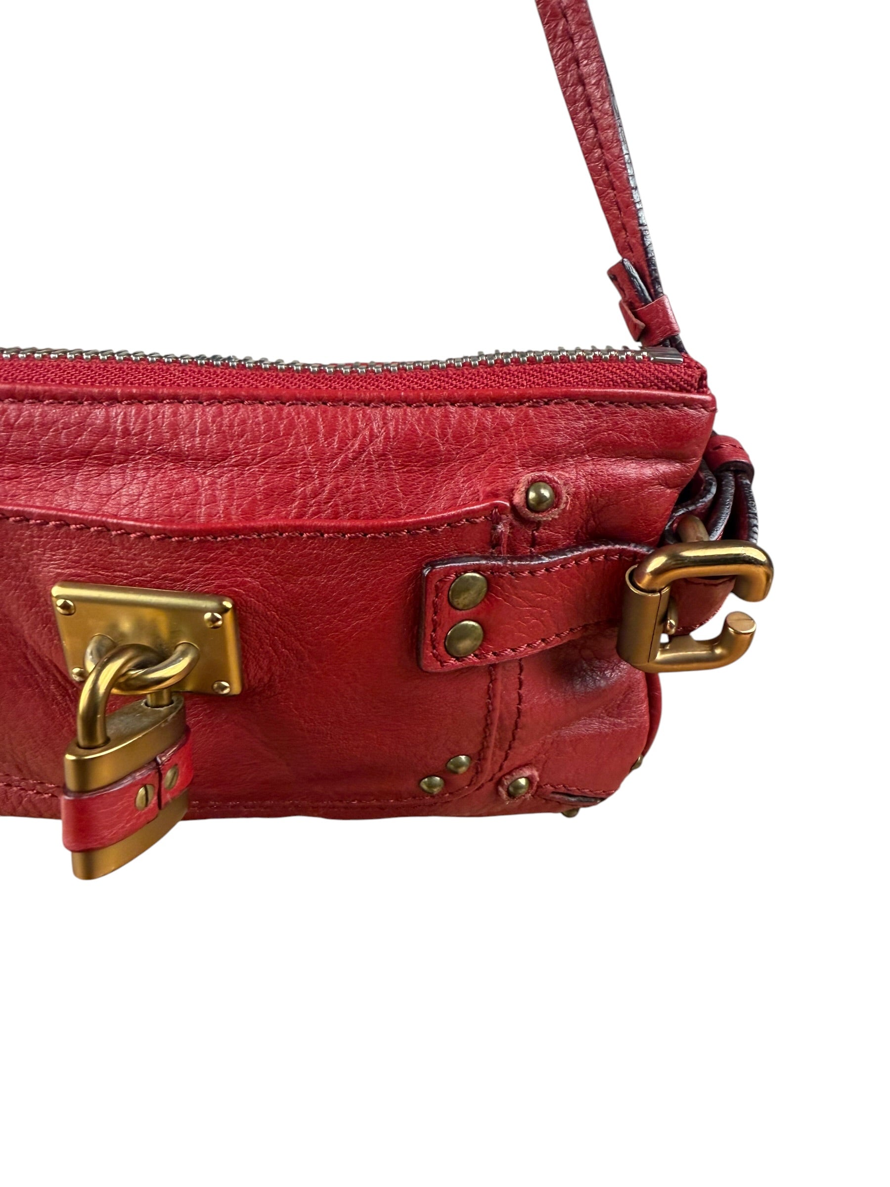 Chloe Red Leather Mini Paddington Pochette