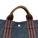 Hermes Vintage Blue/Brown Fourre-Tout Canvas Tote Bag MM
