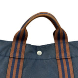 Hermes Vintage Blue/Brown Fourre-Tout Canvas Tote Bag MM