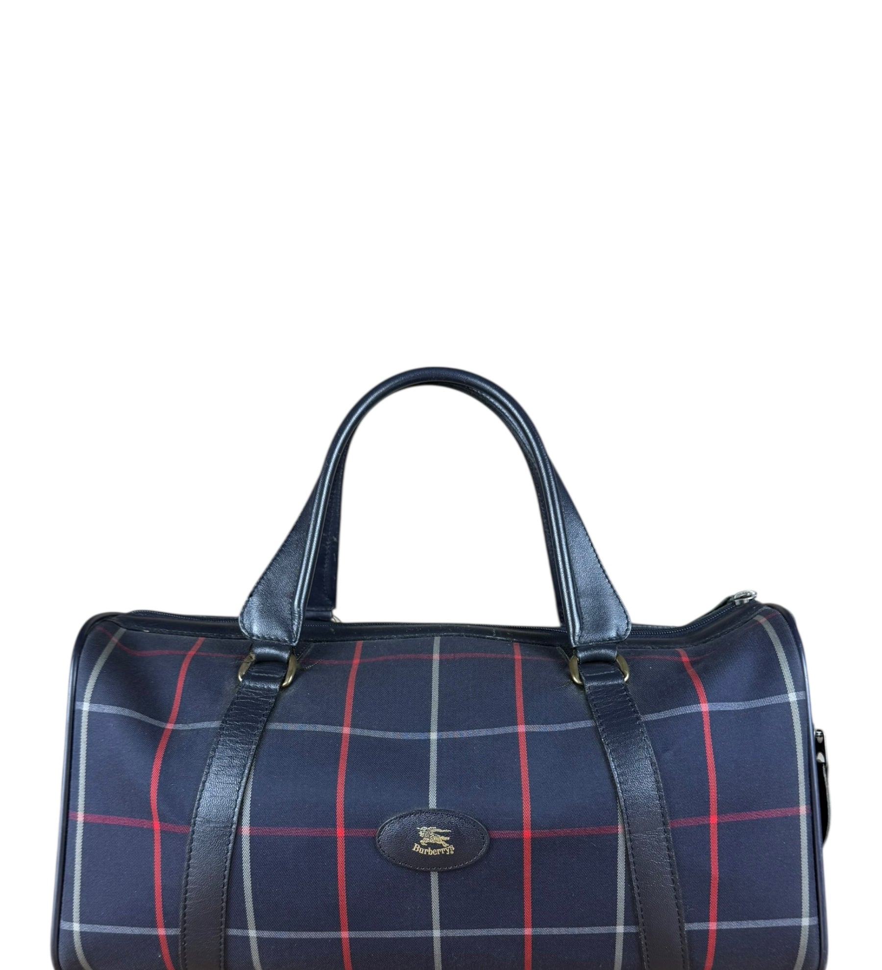 Burberry Blue Nova Check Vintage Boston Bag