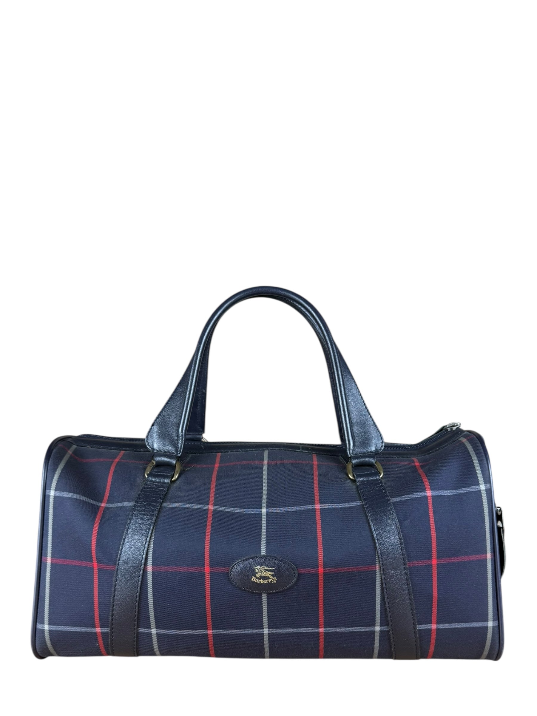 Burberry Blue Nova Check Vintage Boston Bag