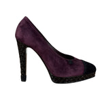 Chanel Two-Tone Suede Cap-Toe Platform Pumps