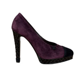 Chanel Two-Tone Suede Cap-Toe Platform Pumps