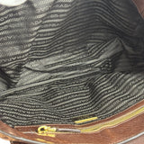 Prada Rich Brown Vitello Daino Sound Lock Satchel Shoulder Bag