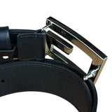 Gucci Black Leather Crystal Logo Belt