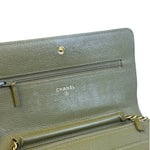 Chanel Olive Green Quilted Caviar Boy Flap Wallet On Chain 2017