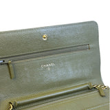 Chanel Olive Green Quilted Caviar Boy Flap Wallet On Chain 2017