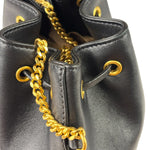Valentino Black Leather Garavani Mini V Logo Signature Bucket Bag