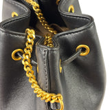 Valentino Black Leather Garavani Mini V Logo Signature Bucket Bag