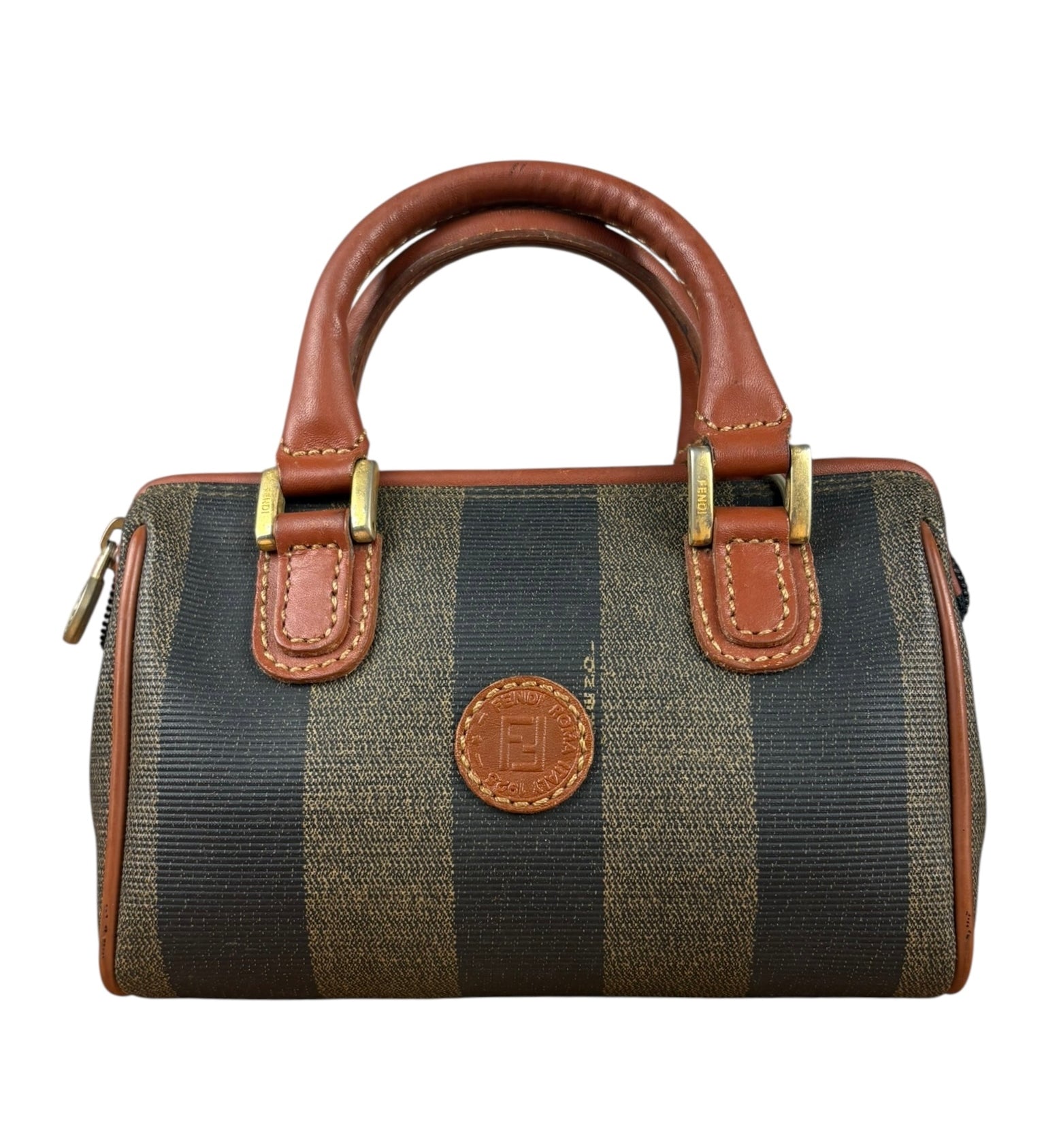 Fendi Vintage Pequin Striped Nano Top Handle Bag