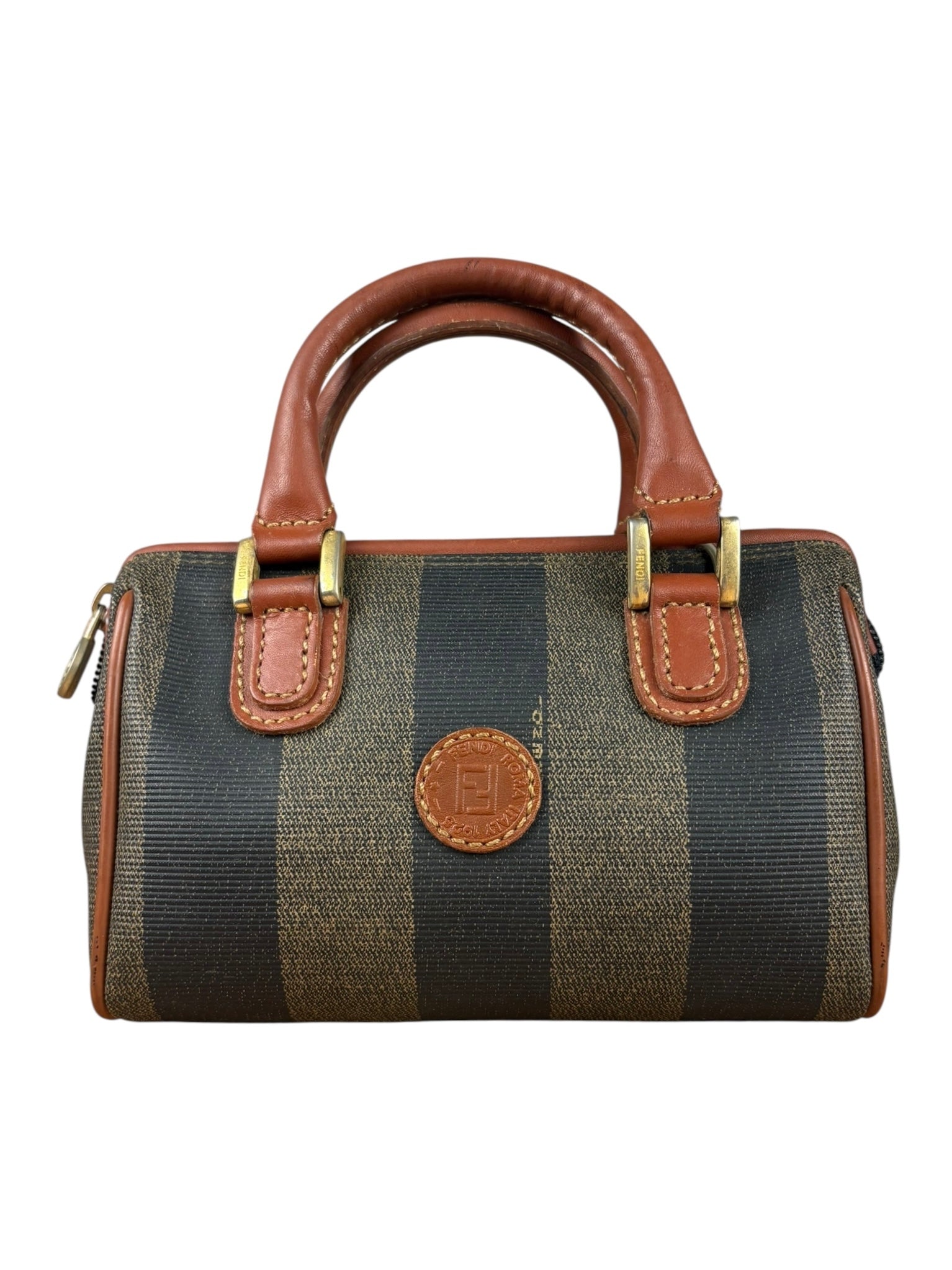 Fendi Vintage Pequin Striped Nano Top Handle Bag