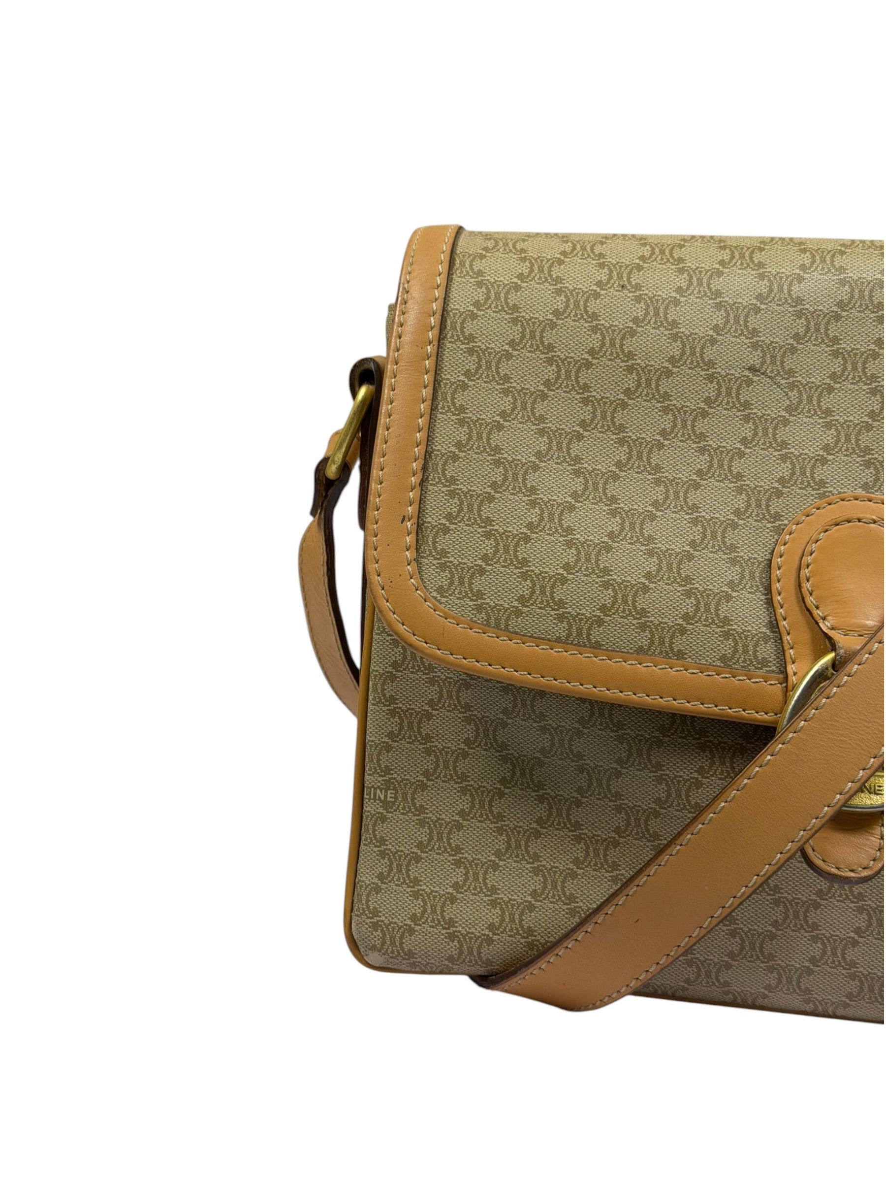 Celine Vintage Macadam Coated Canvas Crossbody Bag