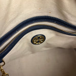 Tory Burch Saffiano Leather Navy Boston Bag