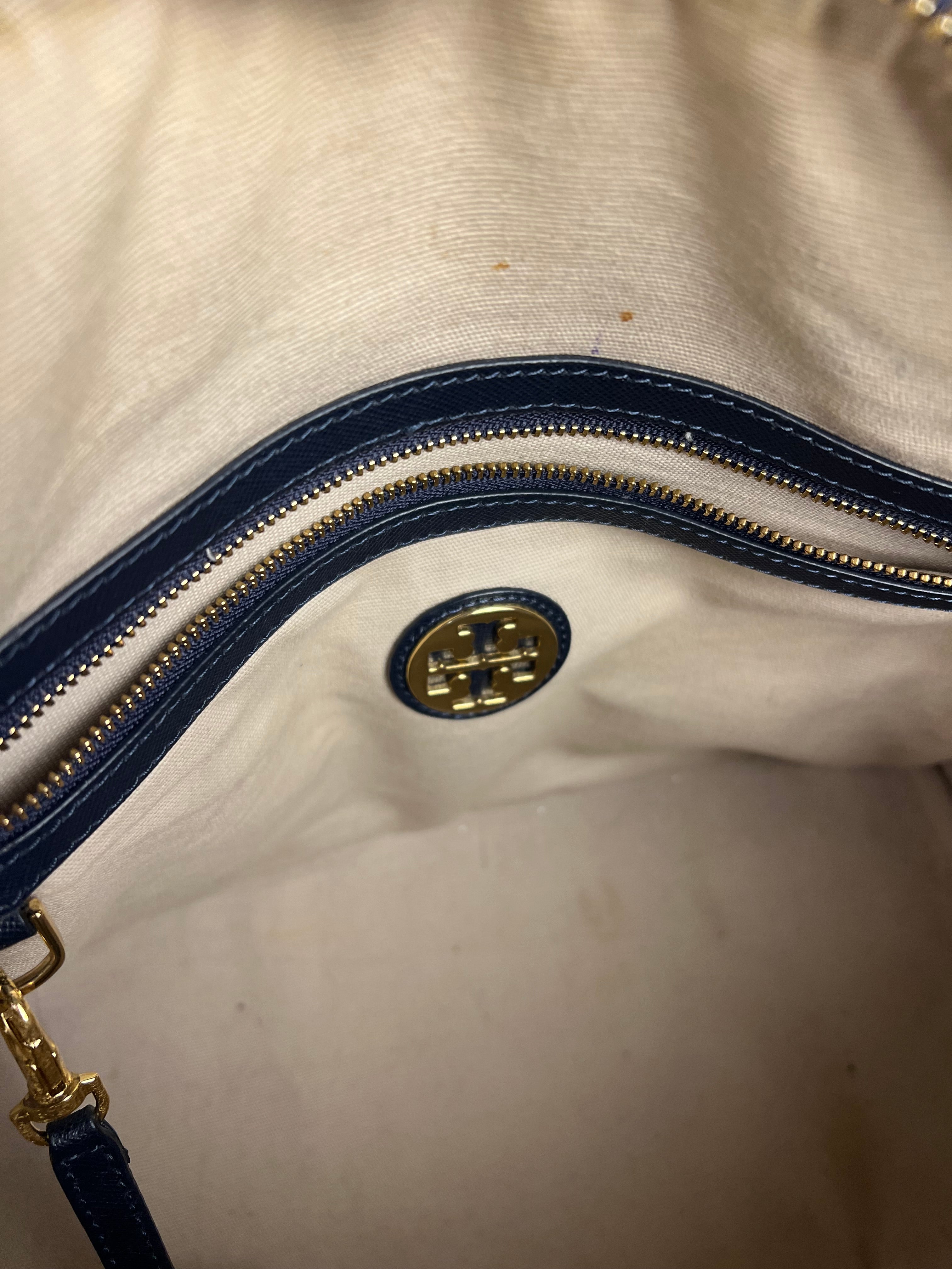 Tory Burch Saffiano Leather Navy Boston Bag