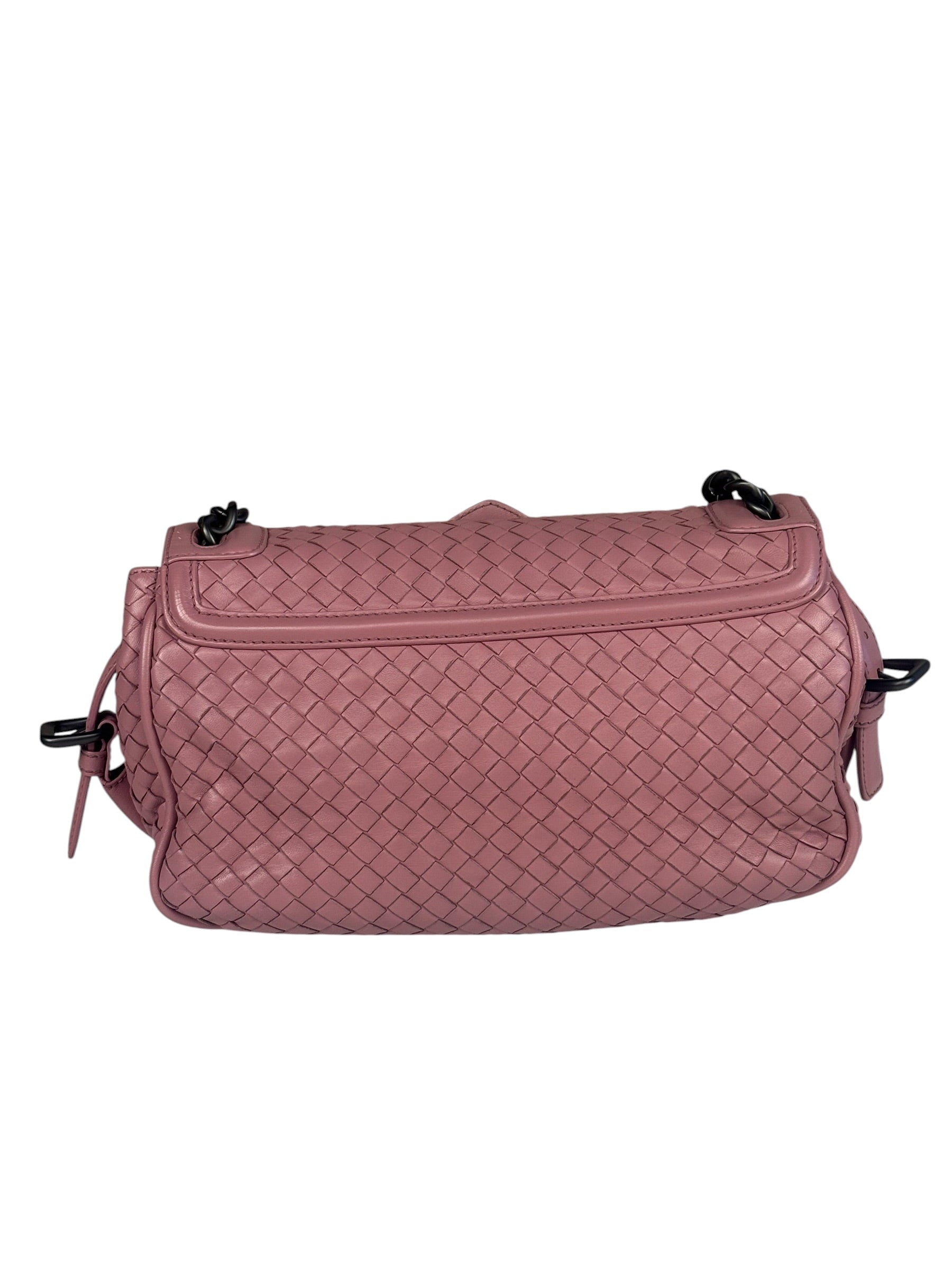 Bottega Veneta Purple Leather Rialto Intrecciato Shoulder Bag