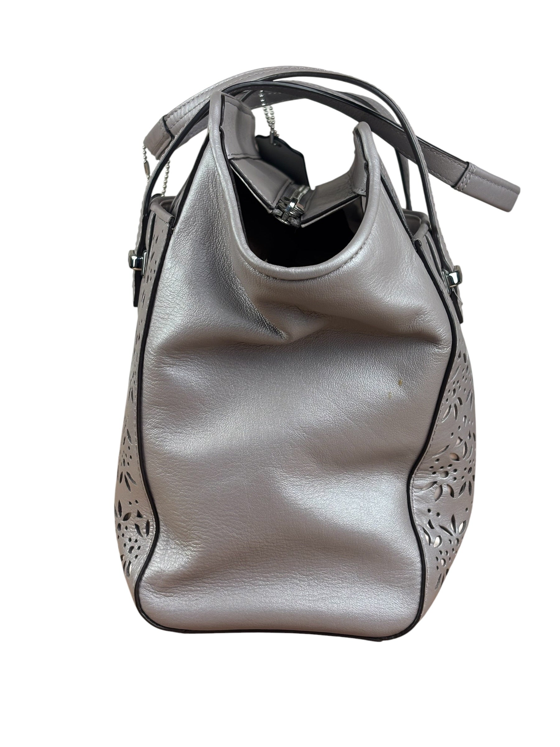 Coach Putty Grey Leather Taylor Eyelet Caryall Shoulder Bag