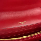Saint Laurent Red Quilted Leather Vicky Flap Shoulder Bag