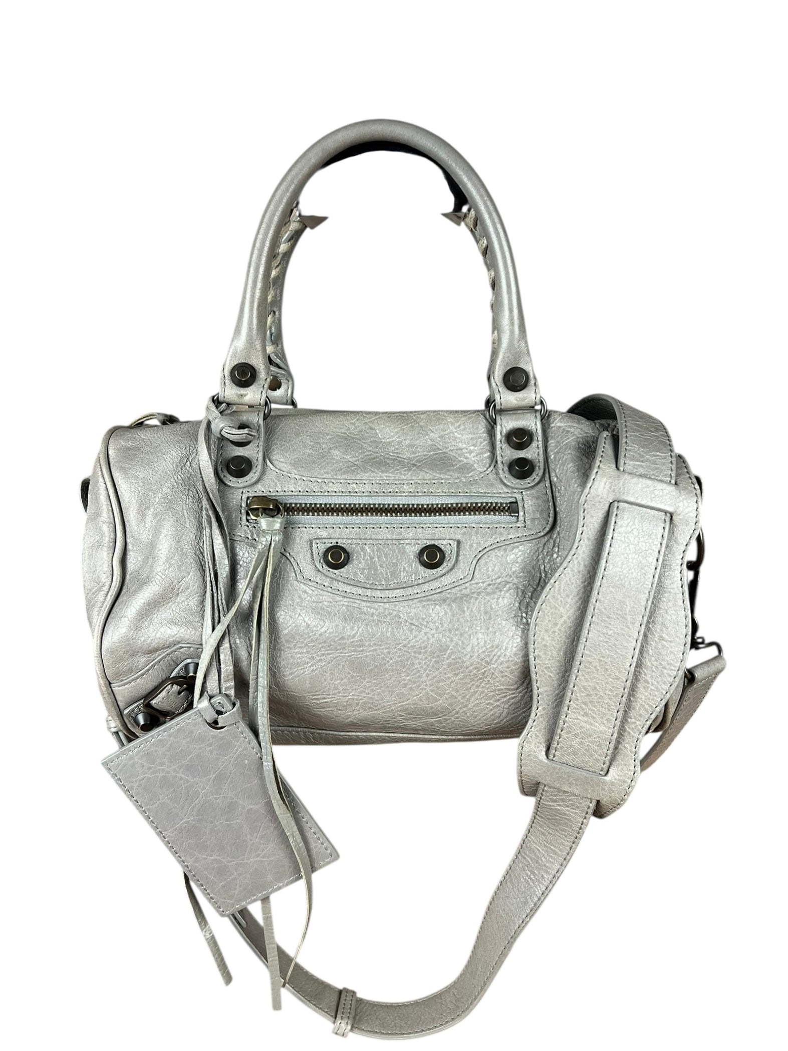 Balenciaga Mini Classic Leather City Bag Grey