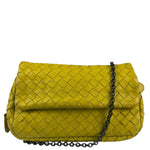 Bottega Veneta Olimpia Yellow Intrecciato Mini Chain Flap Crossbody