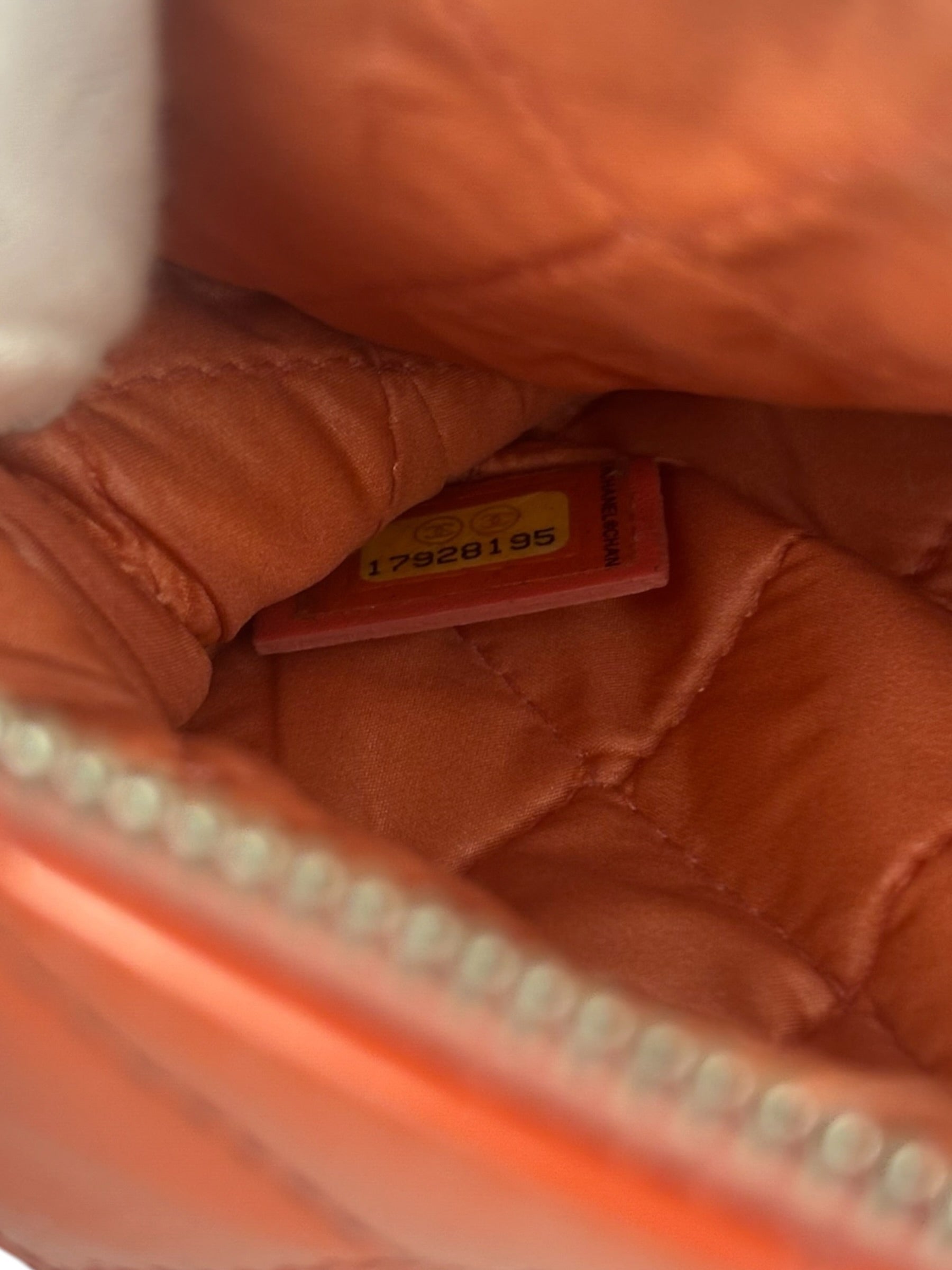 Chanel Orange Hue Quilted Patent Leather Clutch 2012