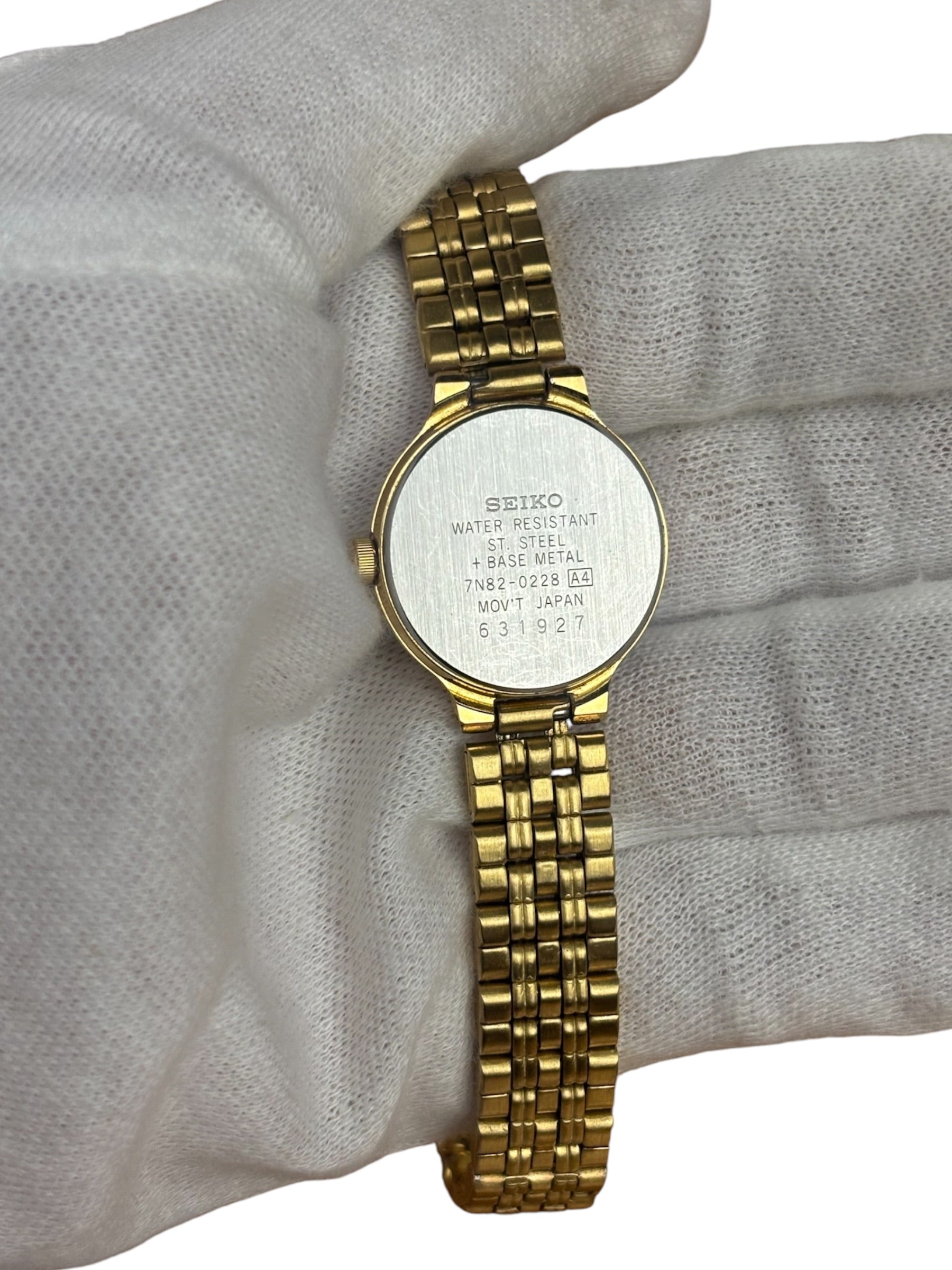 Seiko White Round Dial Gold Plated Band