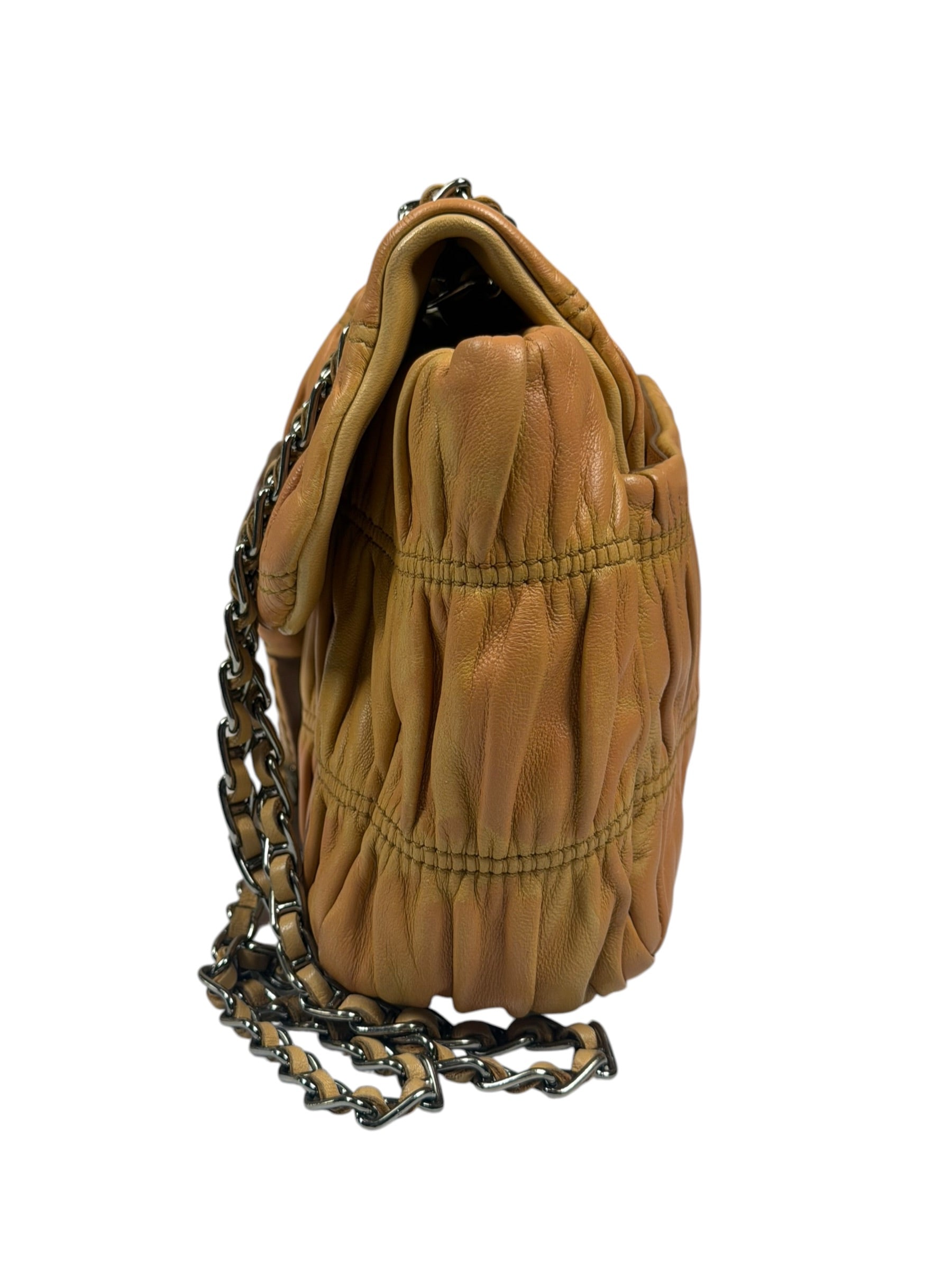Prada Vintage Brown Nappa Leather Gaufre Shoulder Bag