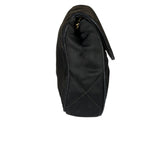 Chanel Black Quilted Satin/Leather Trim Chain Shoulder Bag 1989