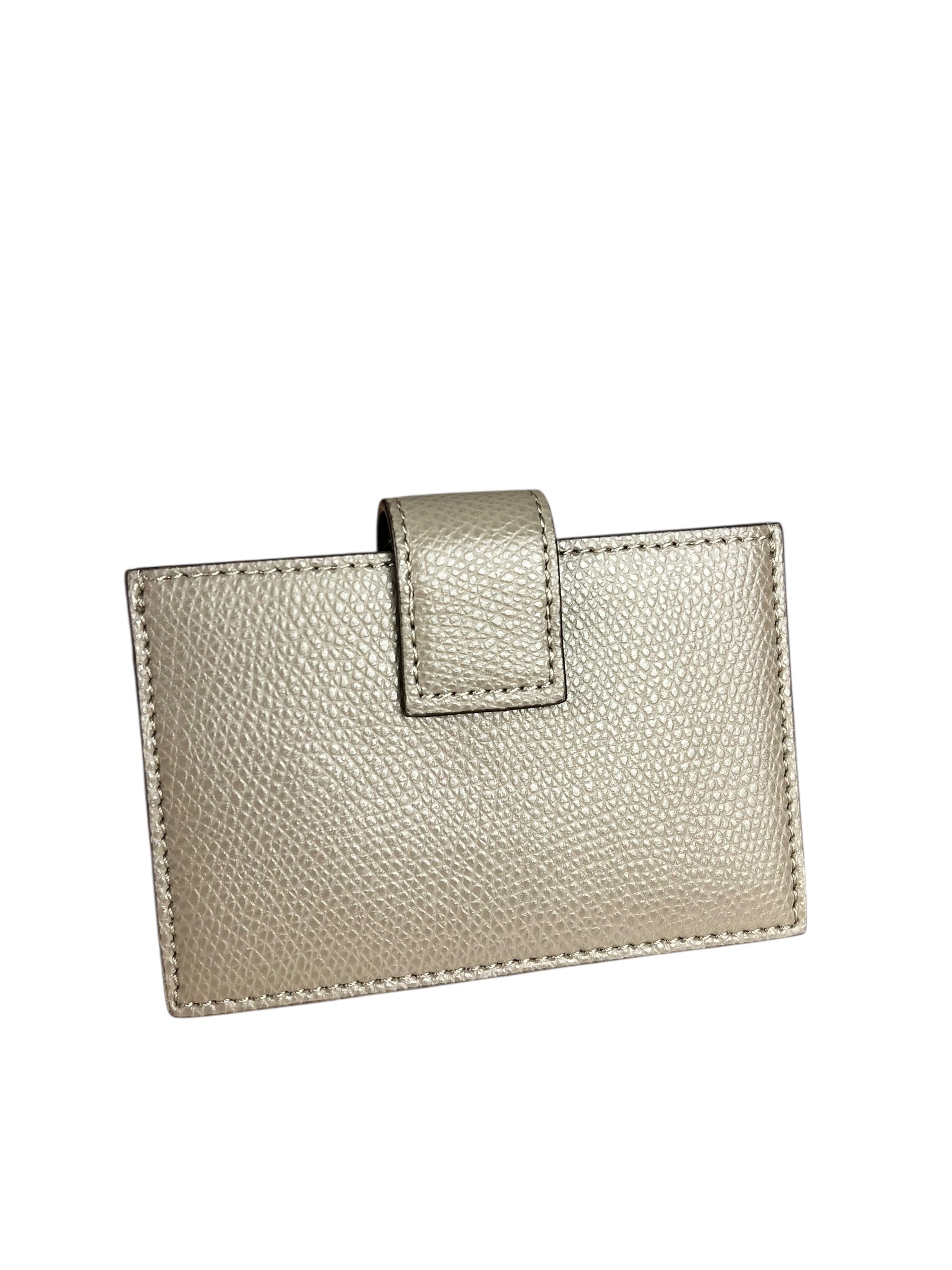 Fendi F Grey Leather Card Case