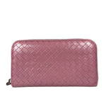 Bottega Veneta Intreccio Long Zip Wallet Pink