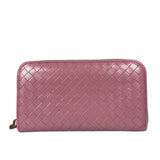 Bottega Veneta Intreccio Long Zip Wallet Pink
