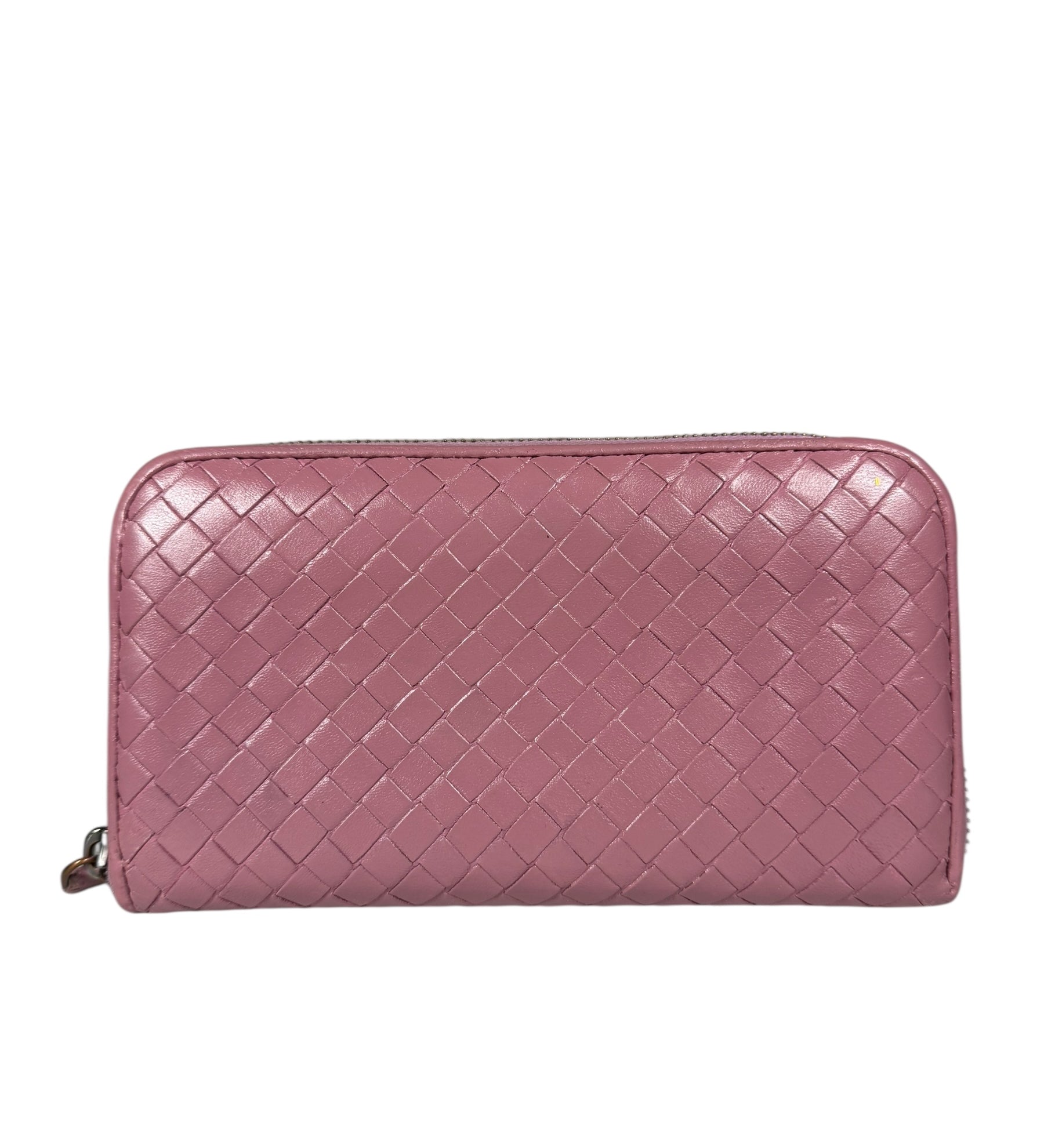 Bottega Veneta Intreccio Long Zip Wallet Pink