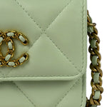Chanel Green Quilted Leather 19 Flap Chain Card Holder 2021
