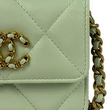 Chanel Green Quilted Leather 19 Flap Chain Card Holder 2021