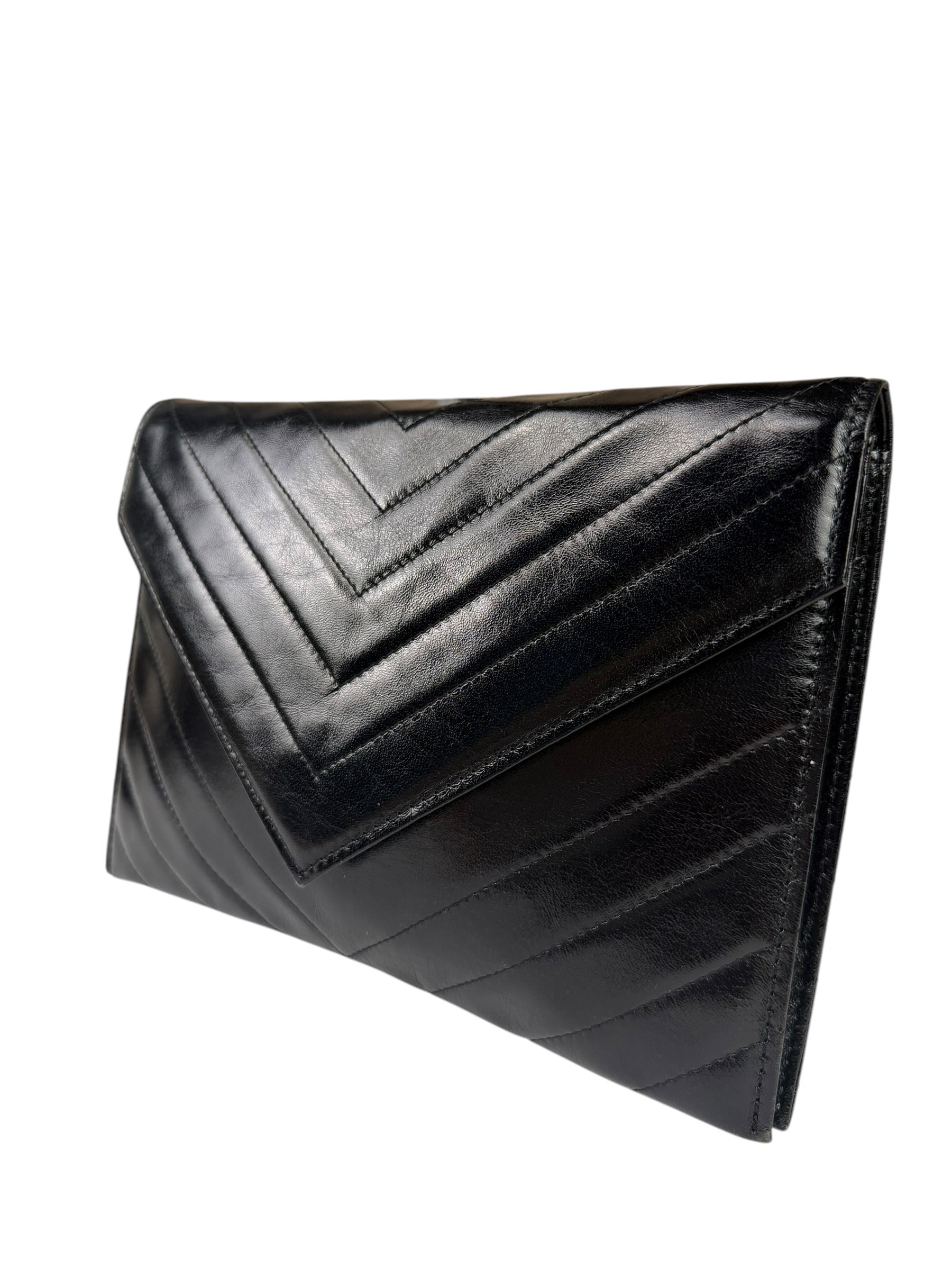 Yves Saint Laurent Black Quilted Leather Clutch
